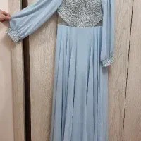 پیراهن سنگدوزی آبی ترک سایز ۳۸ تا ۴۰