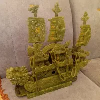 کشتی یشم تراش هنری امضادار