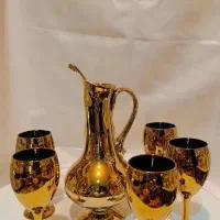 پارچ و لیوان طلایی، گلدان طلایی، جا شکلاتی طلایی