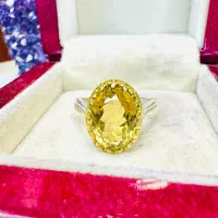 انگشتر فوق لوکس سنگ سیترین کوارتز جواهری اصل برزیل