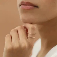 فروش انگشتر طلای دو ردیفه ۱۸ عیار