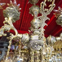 ۶شاخه برنزی باحباب وکرستال|لوستر و چراغ آویز|کرمان, |دیوار