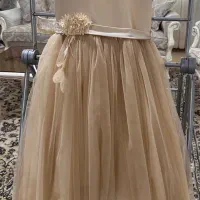 پیراهن دخترانه کرم طلایی