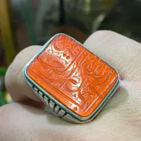 انگشتر عقیق خطی پرتقالی