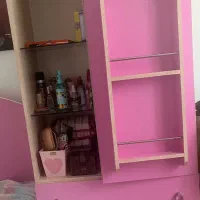 سرویس تخت و کمد و لوستر صورتی مدل باربی