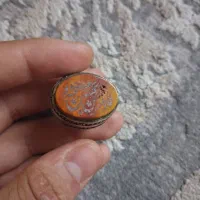 دو عدد انگشتر سنگ حکاکی شده رکاب طرح نقره