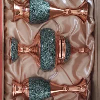 پک ظروف مسی فیروزه کوبی شده برند آقاجانی