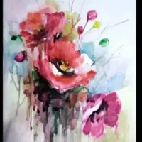 حراج تابلو نقاشی آبرنگ گل و منظره