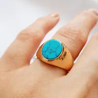 انگشتر طلایی نگین دار فیروزه