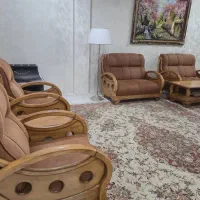 ست 9نفره مبلمان چوب راش اصل با روکش کاملا نو نو|مبلمان خانگی و میز عسلی|شوشتر, |دیوار