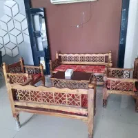 مبل سنتی هفت نفره چوبی