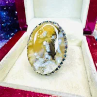 انگشتر فوق لوکس سنگ عقیق شجر بهاری کلکسیونی فردوس