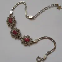 دستبند نقره با نگین یاقوت