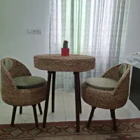 میز و صندلی دو نفره حصیری نو