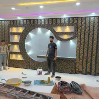 نقاشی ساختمان طرح کاغذ دیواری با رنگ