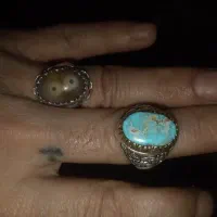 انگشتر فیروزه وبابا قوری دو چشم قاجاری اصل.کارشناس