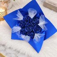 دسته گل روبانی ،7شاخه فول شاین،شیک و زیبا
