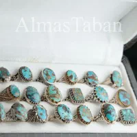 انگشتر نقره مردونه با سنگ فیروزه نیشابوری‌ شجری