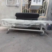 تخت بیمارستانی صفر با تشک چرمی- دوشکن دسته آبی