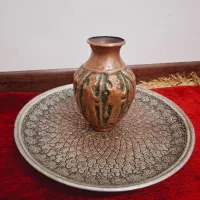 سینی مسی و گلدان مسی قلم قدمتدار|کلکسیون اشیاء عتیقه|تهران, والفجر (افسریه)|دیوار