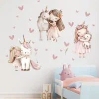 استیکر دیواری اتاق کودک دوستان یونیکورن