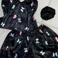 ست تاپ شلوارک ساتن ست لباس خواب زنانه