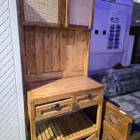 بوفه بار یک تیکه قدی تمام چوب و حصیری طرح رنسانسی|بوفه، ویترین، کنسول|شاهین‌شهر, خانه کارگر|دیوار