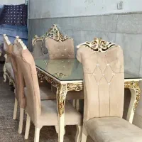 غذاخوری ۴نفره چوبی با شیشه ۸میل|میز و صندلی غذاخوری|قم, نیروگاه|دیوار