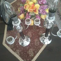 دوعدد شمعدانی بالامپ شمعی|صنایع دستی و سایر لوازم تزئینی|رامجین, |دیوار