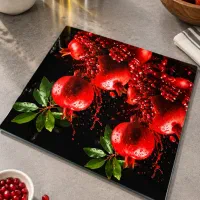 تخته شیشه‌ای طرح انار تخته گوشت شیشه‌اس