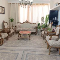 مبل استیل تمام چوب سلطنتی ۹ نفره در حد