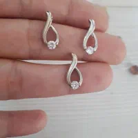 نیم ست نقره تک نگین