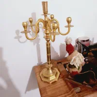 شمعدون قدیمی  برنز  روکش طلا