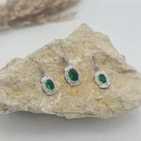 نیم ست نقره زمرد و یاقوت کبود نقره رضازاده آبرسان