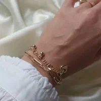 دستبند  ژوپینگ دو لاین با آویز قلب و گوی