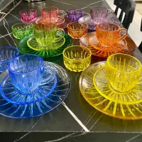 سرویس بلور رنگی فنجان نعلبکی بشقاب پیاله|ظروف سرو و پذیرایی|تهران, ارم|دیوار