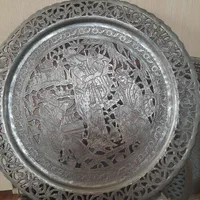 سینی تاس وپارچ و سه عدد سینی امضا دار مسی قدیمی|کلکسیون اشیاء عتیقه|تهران, سبلان (لشگر)|دیوار