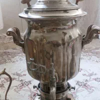 سماور و قلیون استیل طلایی
