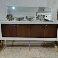 کنسول و آینه قهوه ای سفید