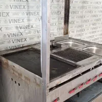 گاز فر ساندویچی سرخ کن اجاق گاز خطی 5 کاره صنعتی