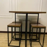 میز و صندلی ۴ نفره چوب و فلز