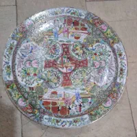 قاب گرد چینی گل مرغی قدیمی بزرگ قطر ۴۵درحدنو