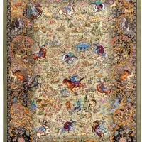فرش شکارگاه سبز 1500 شانه