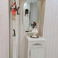 جا کفشی قدی آینه دار آویز لباس رنگ سفید