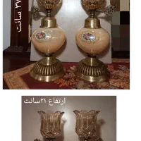 شمعدان پایه سنگ و فلز