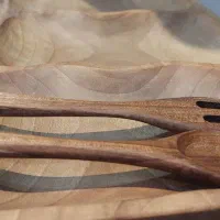 قاشق چنگال غذاخوری چوب گردو عمده و تک|ظروف سرو و پذیرایی|اصفهان, شاهزید|دیوار