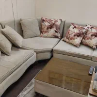 یکدست مبل ۵ نفره L با ۱۰ عدد کوسن با کیفیت