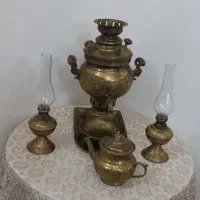 سرویس کامل سماور برنجی همراه با میز خاطره|صنایع دستی و سایر لوازم تزئینی|تهران, دولاب|دیوار