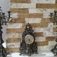 ساعت شمعدان دکوری برنز