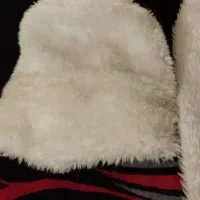 شال و کلاه خز سفید رنگ دخترانه